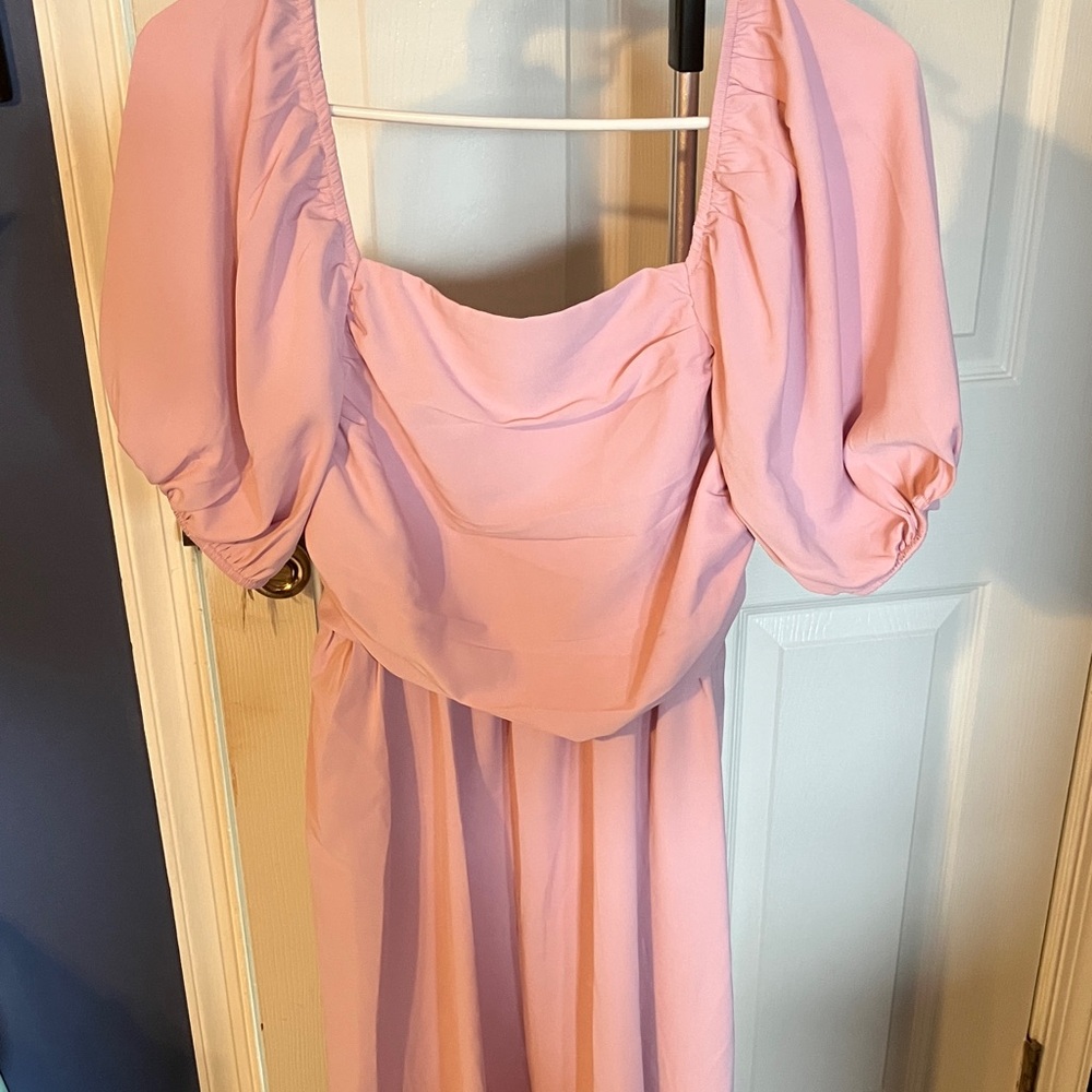 Shein Pink Dress Puff Sleeve M